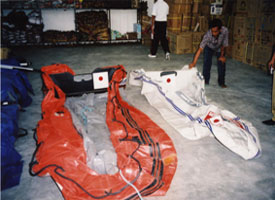 Donated goods, raft 1 (Riau)